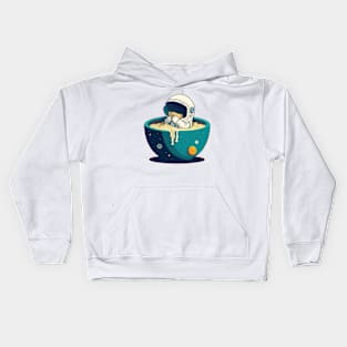 Astronaut in noodles bowl Kids Hoodie